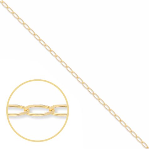 9ct Yellow Gold Solid Italian Made Rada/Curb Chain - 1.8mm - 18"