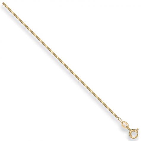 9ct Yellow Gold Italian Made Fine curb chain - 1.25mm  - 18"
