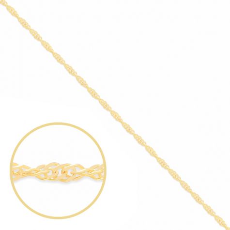9ct Yellow Gold Solid Singapore Link Chain - 2.25mm