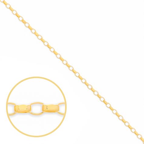 9ct Yellow Gold Solid Diamond Cut Oval Belcher Chain - 2.3mm
