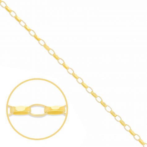 9ct Yellow Gold Solid Diamond Cut Oval Belcher Chain - 2.8mm