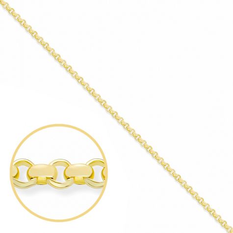 9ct Yellow Gold Solid Italian Made Round Belcher Chain - 2.5mm