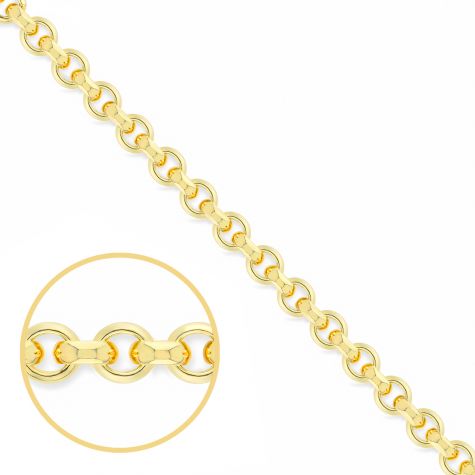 9ct Yellow Gold Solid Italian Polished Round Belcher Chain - 6.2mm