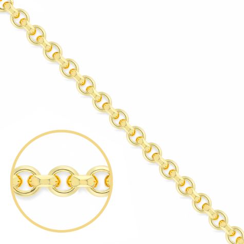 9ct Yellow Gold Solid Italian Polished Round Belcher Chain - 6.2mm