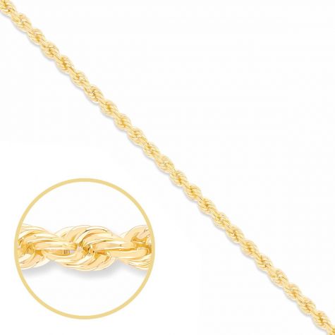 9ct Yellow Gold Semi Solid Italian Made Rope Chain - 2.7mm - 24"