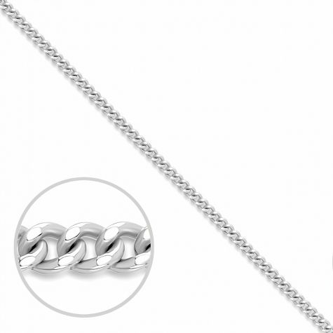 18ct White Gold Solid Classic Curb Chain - 1.5mm - Ladies