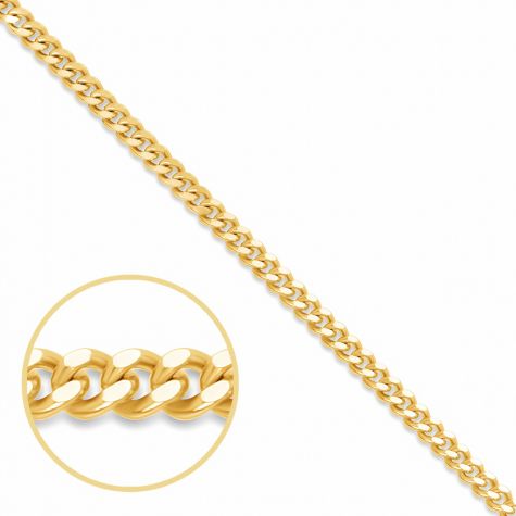 18ct Yellow Gold Solid Classic Curb Chain - 1.35mm - Ladies
