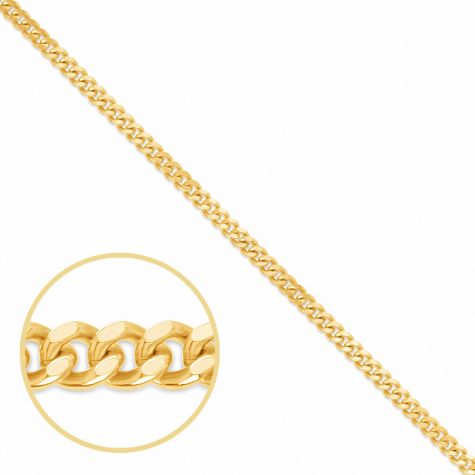 18ct Yellow Gold Solid Classic Italian Made Curb Chain - 1.5mm 