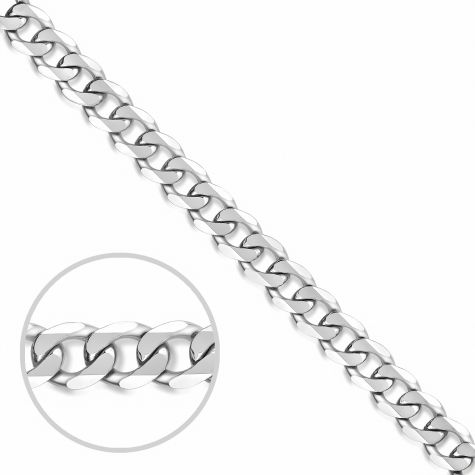 9ct White Gold Solid Italian Made Bevelled Curb Chain - 4.6mm 