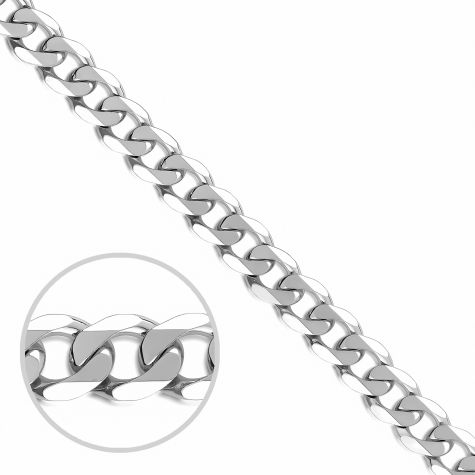 9ct White Gold Solid Italian Made Bevelled Curb Chain - 5.3mm