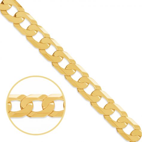 9ct Yellow Gold Solid Classic Italian Made Curb Chain - 6.7mm