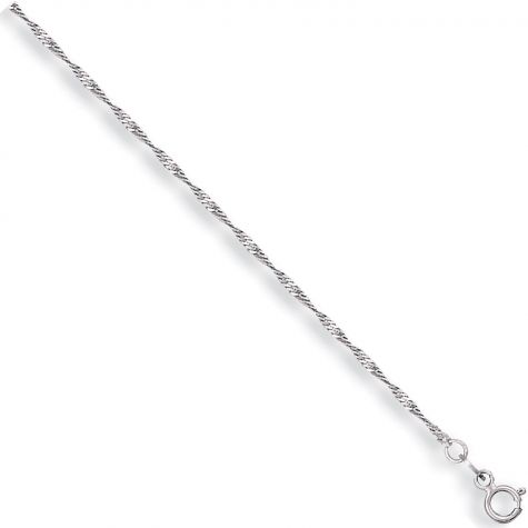 9ct White Gold Fine Singapore Link Chain - 1.75mm - 16" - 20"