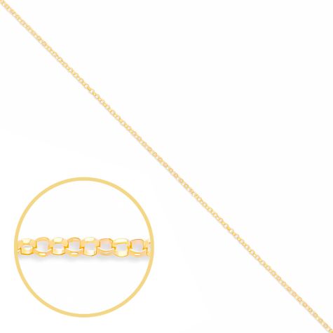 9ct Yellow Gold Solid Italian Made Belcher Chain - 1.1mm - 16"