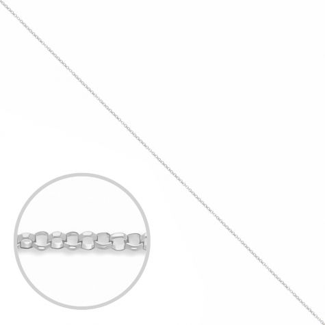 9ct White Gold Solid Italian Made Fine Belcher Chain - 1.1mm