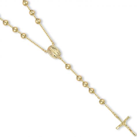 9ct Yellow Gold Italian Made Rosary Beads Chain - 6mm Bead - 28"