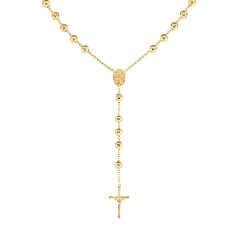 9ct Yellow Gold Solid Rosary Beads Chain - 6.5mm - 28"