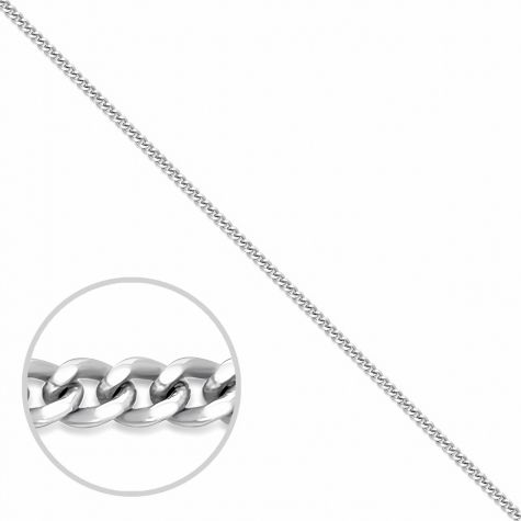 18ct White Gold Solid Classic Curb Chain - 1mm - Ladies