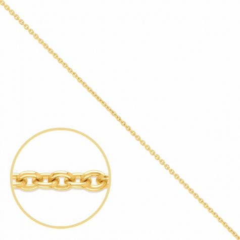 18ct Yellow Gold Solid Classic Belcher Chain - 1.1mm - Ladies