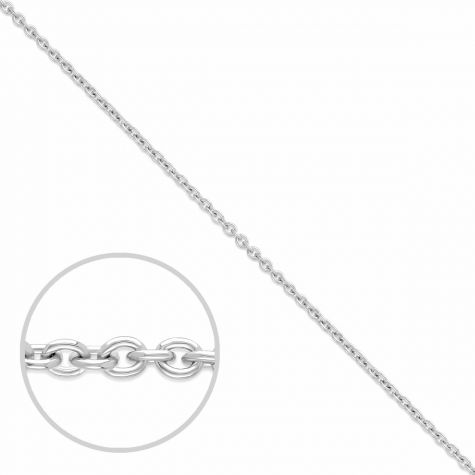 18ct White Gold Solid  Fine Link Belcher Chain - 1mm - Ladies