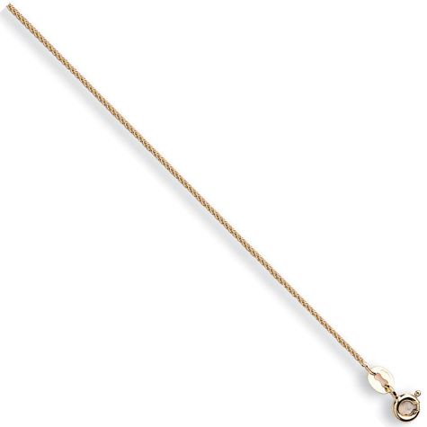 9ct Yellow Gold Italian Spiga / Wheat Chain - 1mm  - 16" - Ladies