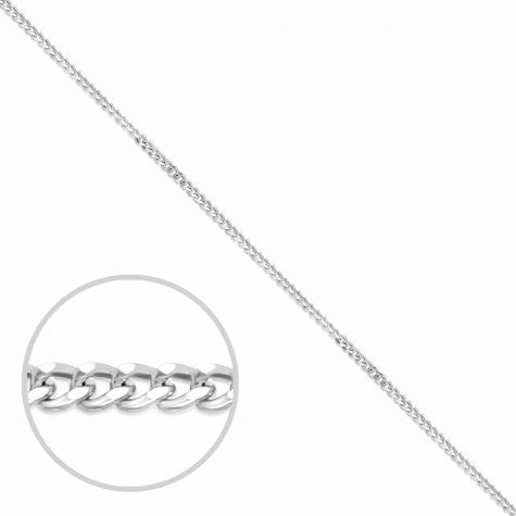 18ct White Gold Solid Fine Curb Chain - 1mm - Ladies