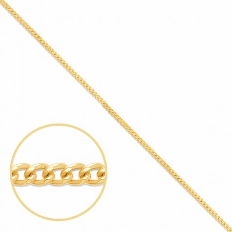 18ct Yellow Gold Solid Italian Made Fine Curb Chain - 1mm - Ladies