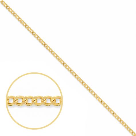 9ct Yellow Gold Semi Solid Italian Made Curb Chain - 2.2mm