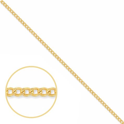 9ct Yellow Gold Semi Solid Italian Made Curb Chain - 2.2mm - 16"