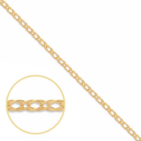 9ct Yellow Gold Semi Solid Italian Made Double Curb Chain - 2.6mm