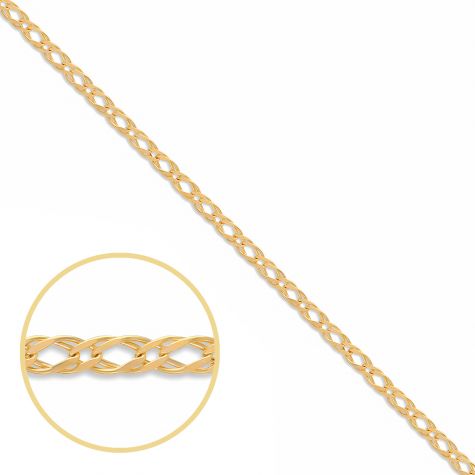 9ct Yellow Gold Semi Solid Italian Made Double Curb Chain - 2.6mm