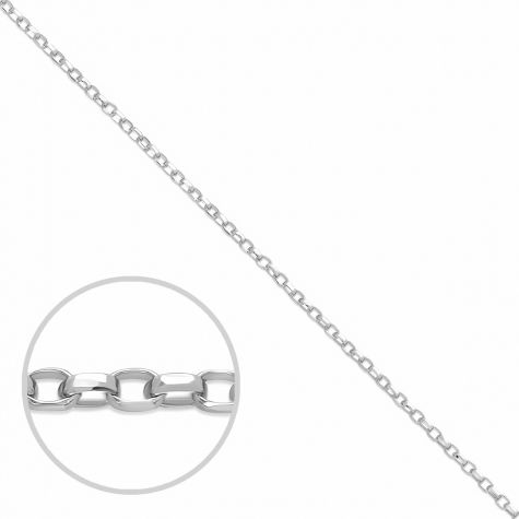 18ct White Gold Solid Fine Diamond Cut Belcher Chain - 0.9mm - Adjustable - Ladies