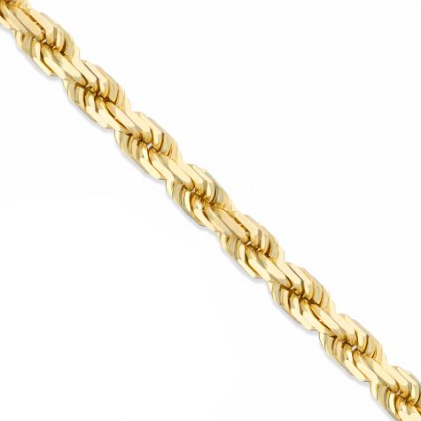 9ct Yellow Gold Solid Italian Made Diamond Cut Rope Chain - 7.5mm