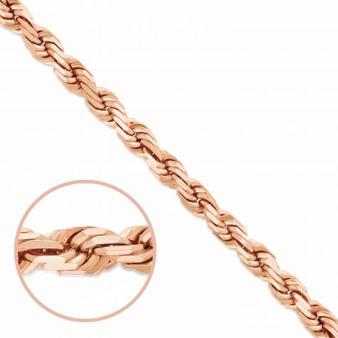 9ct Rose Gold Solid Italian Made Diamond Cut Rope Chain - 4.2mm
