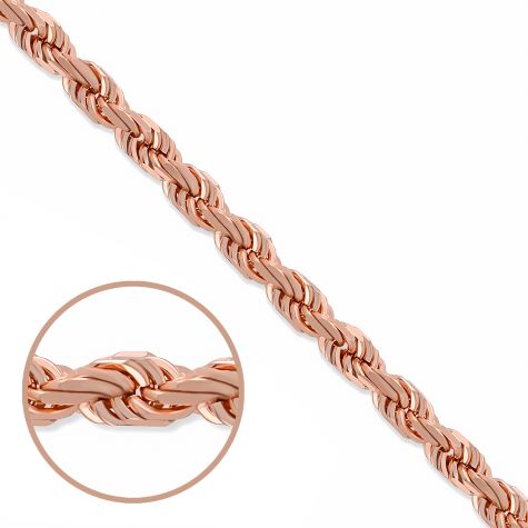 9ct Rose Gold Solid Italian Made Diamond Cut Rope Chain - 5mm