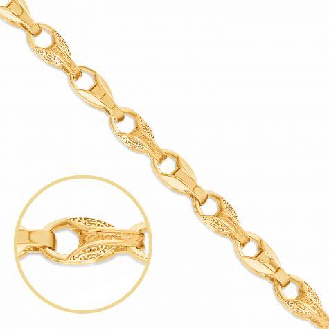 9ct Yellow Gold Solid Italian Made Patterned Tulip Chain - 5mm