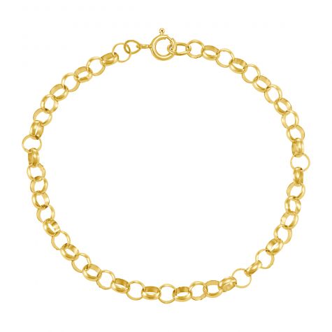 9ct Yellow Gold Round Link Belcher Bracelet - 5mm - 8" - Gents