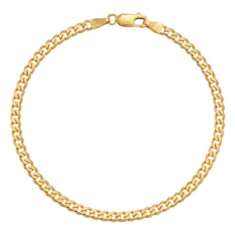 9ct Yellow Gold Classic Curb Bracelet - 4mm - 8" - Gents