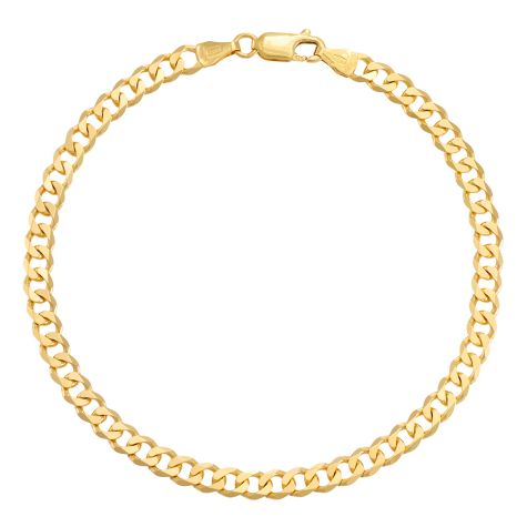 9ct Yellow Gold Classic Italian Curb Bracelet - 4.75mm - 8" - Gents