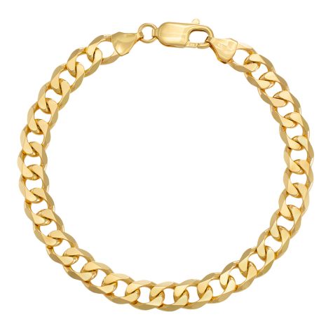 9ct Yellow Gold Classic Italian Curb Bracelet - 7.75mm - 8" - Gents