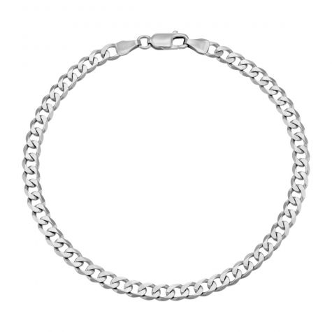 9ct White Gold Italian Bevelled Curb Bracelet- 4.75mm - 8"- Gents