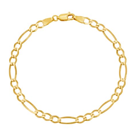 9ct Yellow Gold Solid Italian Figaro Bracelet- 4.35mm- 6" -Childs