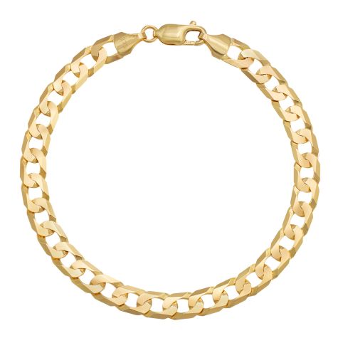 9ct Yellow Gold Italian Flat Curb bracelet - 6.75mm - 8" - Gents