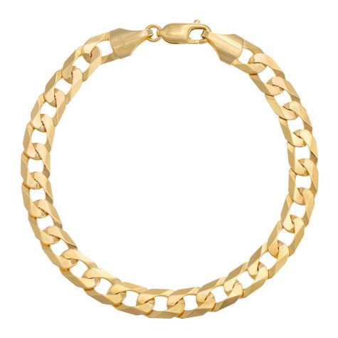 9ct Yellow Gold Flat Curb bracelet - 7.5mm - 8" - Gents