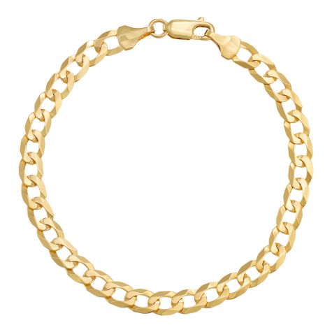9ct Yellow Gold Italian Flat Curb bracelet - 5.5mm - 8" - Gents