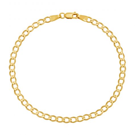 9ct Yellow Gold Classic Italian Curb Bracelet - 3.5mm - 7" - Ladies
