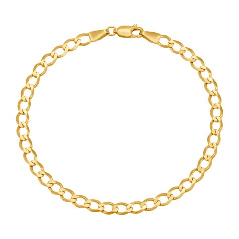 9ct Yellow Gold Classic Italian Curb Bracelet - 4.5mm - 8" - Gents