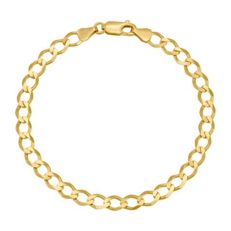 9ct Yellow Gold Classic Italian Curb Bracelet - 5.5mm -7" -Ladies