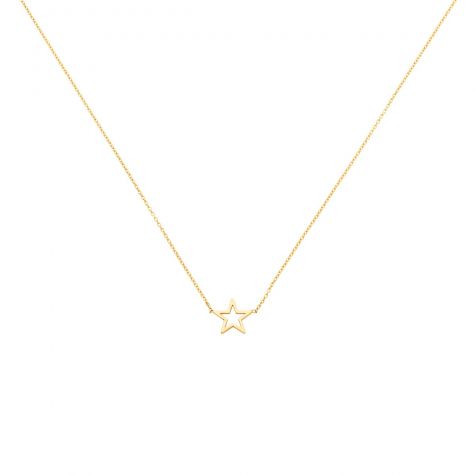 9ct Yellow Gold Star Design Necklace - 16" - 18" Adjustable
