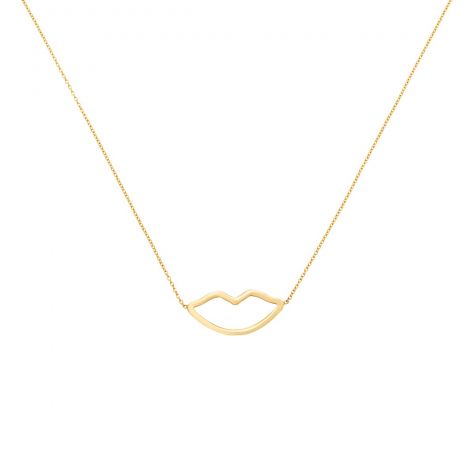 9ct Yellow Gold Kiss Shape Necklace - 16" - 18" Adjustable
