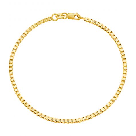 9ct Yellow Gold Box Link Design Bracelet -2mm - 7" - Ladies